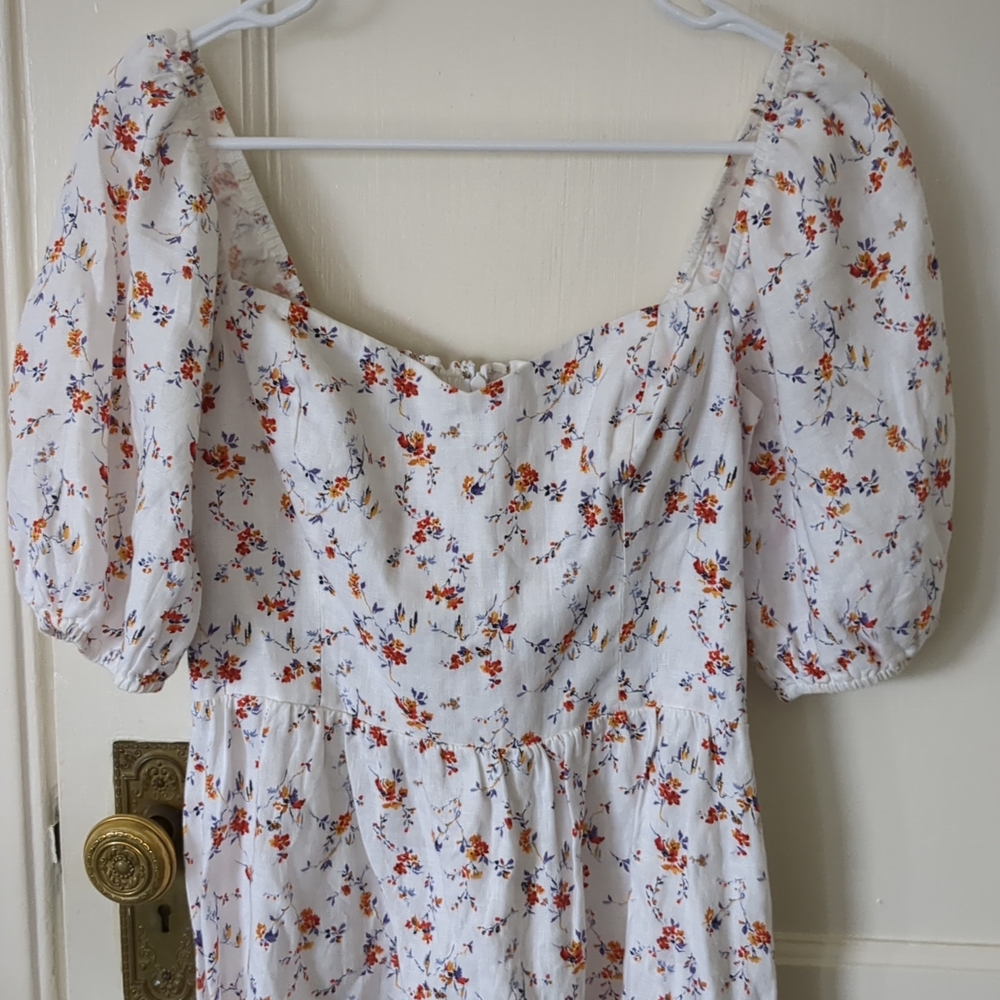 Reformation Harris Gabrielle Linen Mini Dress‎ Puff Sleeve Floral Size 4 - Picture 4 of 12